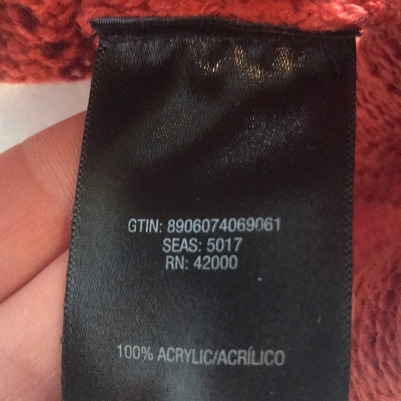 Soft open knit front rust orange v-neck sweater - Picture 7 of 8